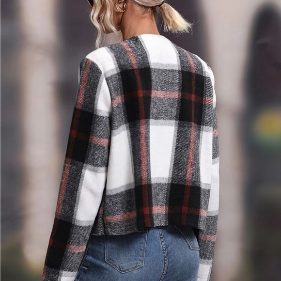 SHEIN Plaid print zip up jacket size Medium New without tags. - Picture 8 of 9